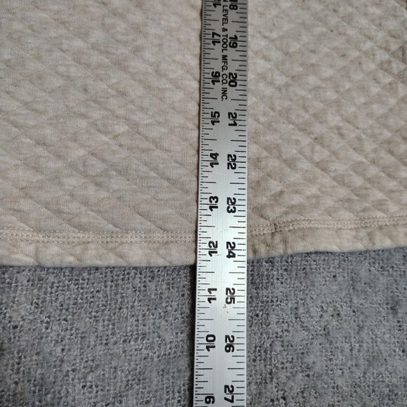 J Crew Fleece Pullover Womens Size Medium Oatmeal Diamond Quilted Authentic Zip - Picture 9 of 11